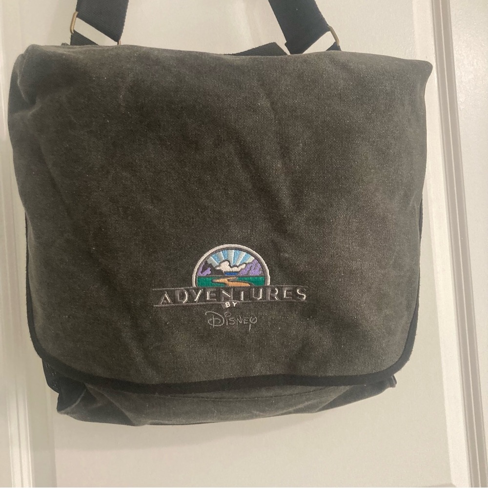Disney Adventures Dark Distressed Gray Denim Cruise Travel Messenger Bag - Picture 4 of 9